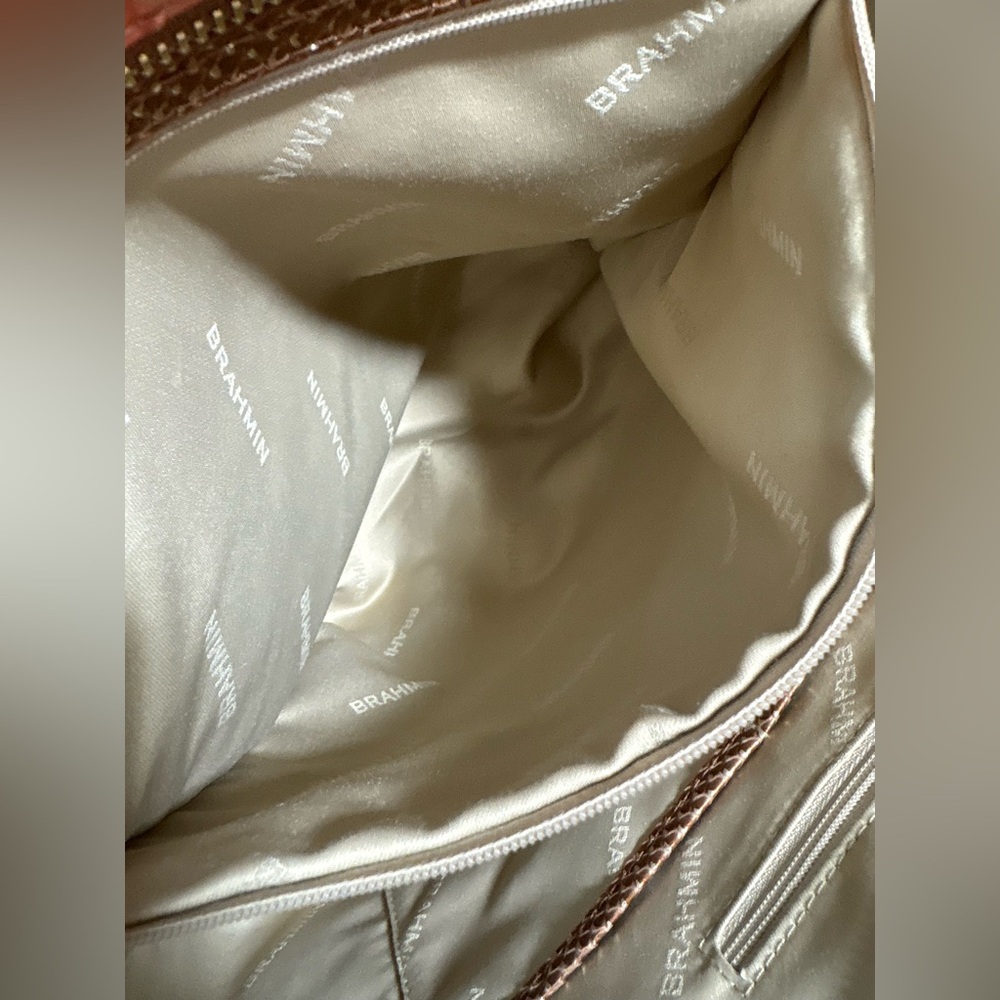 **SOLD**Brahmin EUC Ashlee - Natural Cocobay - Metallic Gold Snake Texture Tote - Picture 9 of 12